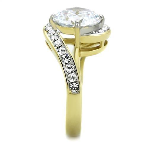 Anillos Para Mujer Color Oro Dos Tonos de 316L Acero Inoxidable con Diamante Zirconia Cubica TK1911 - Jewelry Store by Erik Rayo