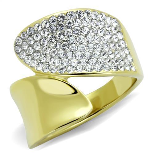 Anillos Para Mujer Color Oro Dos Tonos de 316L Acero Inoxidable con Diamante Zirconia Cubica TK1912 - Jewelry Store by Erik Rayo