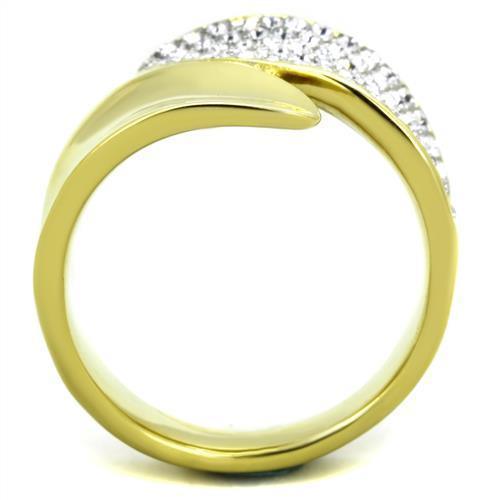 Anillos Para Mujer Color Oro Dos Tonos de 316L Acero Inoxidable con Diamante Zirconia Cubica TK1912 - Jewelry Store by Erik Rayo