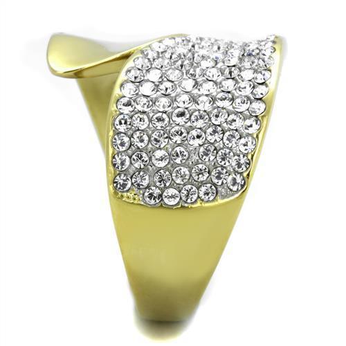Anillos Para Mujer Color Oro Dos Tonos de 316L Acero Inoxidable con Diamante Zirconia Cubica TK1912 - Jewelry Store by Erik Rayo