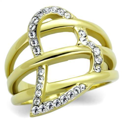 Anillos Para Mujer Color Oro Dos Tonos de 316L Acero Inoxidable con Diamante Zirconia Cubica TK1913 - Jewelry Store by Erik Rayo
