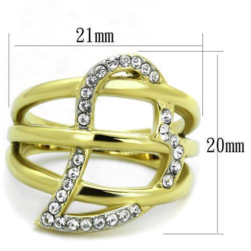 Anillos Para Mujer Color Oro Dos Tonos de 316L Acero Inoxidable con Diamante Zirconia Cubica TK1913 - Jewelry Store by Erik Rayo