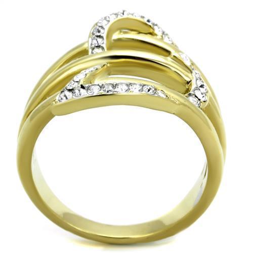Anillos Para Mujer Color Oro Dos Tonos de 316L Acero Inoxidable con Diamante Zirconia Cubica TK1913 - Jewelry Store by Erik Rayo