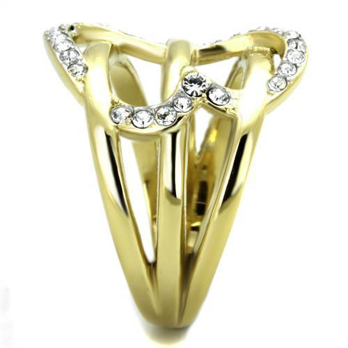 Anillos Para Mujer Color Oro Dos Tonos de 316L Acero Inoxidable con Diamante Zirconia Cubica TK1913 - Jewelry Store by Erik Rayo