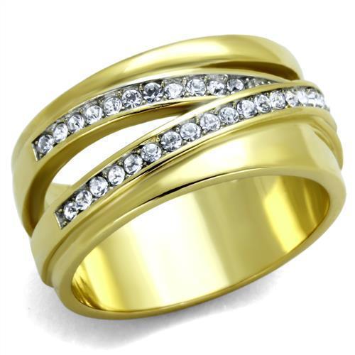 Anillos Para Mujer Color Oro Dos Tonos de 316L Acero Inoxidable con Diamante Zirconia Cubica TK1914 - Jewelry Store by Erik Rayo