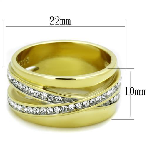 Anillos Para Mujer Color Oro Dos Tonos de 316L Acero Inoxidable con Diamante Zirconia Cubica TK1914 - Jewelry Store by Erik Rayo