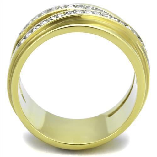 Anillos Para Mujer Color Oro Dos Tonos de 316L Acero Inoxidable con Diamante Zirconia Cubica TK1914 - Jewelry Store by Erik Rayo