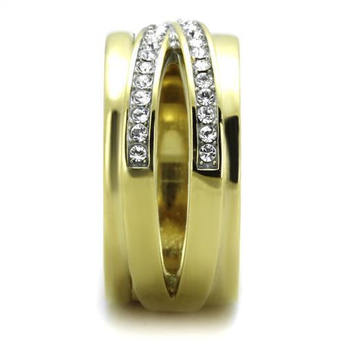 Anillos Para Mujer Color Oro Dos Tonos de 316L Acero Inoxidable con Diamante Zirconia Cubica TK1914 - Jewelry Store by Erik Rayo