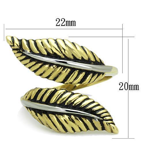 Anillos Para Mujer Color Oro Dos Tonos de 316L Acero Inoxidable con Epoxi en Jet TK1707 - Jewelry Store by Erik Rayo