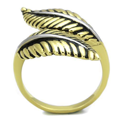 Anillos Para Mujer Color Oro Dos Tonos de 316L Acero Inoxidable con Epoxi en Jet TK1707 - Jewelry Store by Erik Rayo