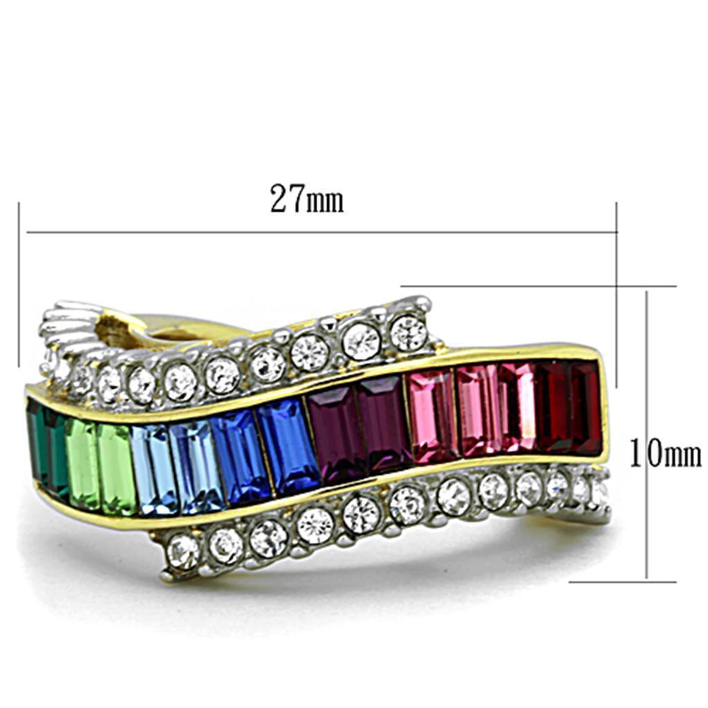 Anillos Para Mujer Color Oro Dos Tonos de 316L Acero Inoxidable con Piedra Crystal en Multicolor TK1575 - Jewelry Store by Erik Rayo