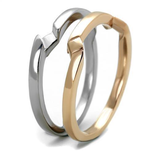 Anillos Para Mujer Color Oro Dos Tonos de 316L Acero Inoxidable Sin Piedra TK2031 - Jewelry Store by Erik Rayo