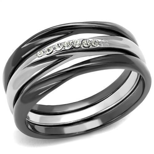 Anillos Para Mujer Color Oro Plata y Negro de 316L Acero Inoxidable con Diamante Zirconia Cubica Ina - Jewelry Store by Erik Rayo