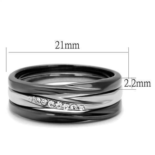 Anillos Para Mujer Color Oro Plata y Negro de 316L Acero Inoxidable con Diamante Zirconia Cubica Ina - Jewelry Store by Erik Rayo