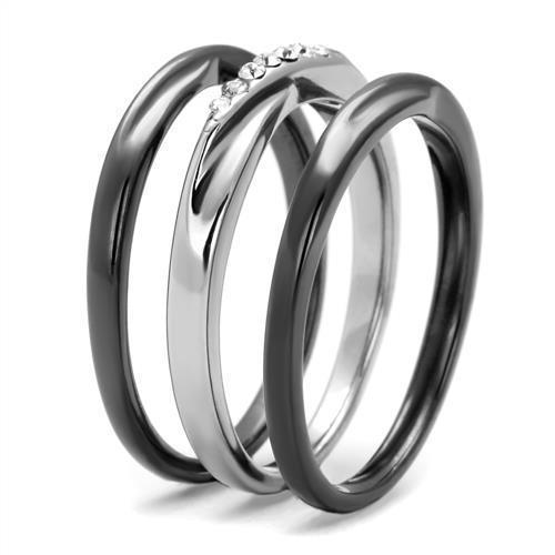 Anillos Para Mujer Color Oro Plata y Negro de 316L Acero Inoxidable con Diamante Zirconia Cubica Ina - Jewelry Store by Erik Rayo