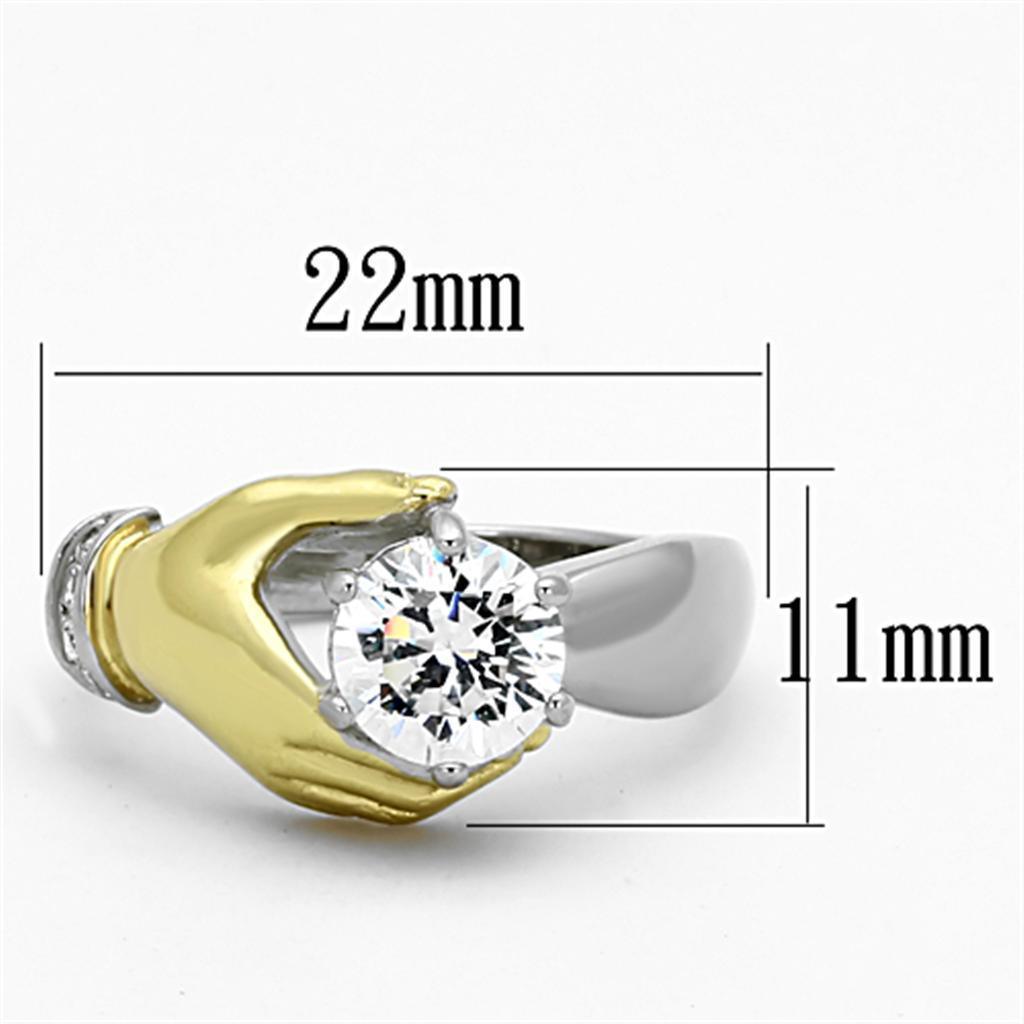 Anillos Para Mujer Color Oro Plata y Oro de 316L Acero Inoxidable con Diamante Zirconia Cubica TK1324 - Jewelry Store by Erik Rayo