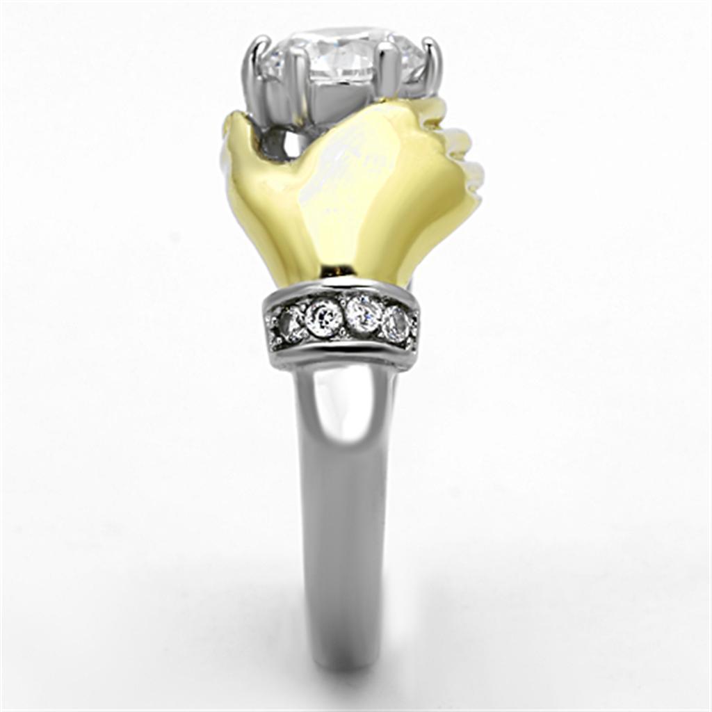 Anillos Para Mujer Color Oro Plata y Oro de 316L Acero Inoxidable con Diamante Zirconia Cubica TK1324 - Jewelry Store by Erik Rayo