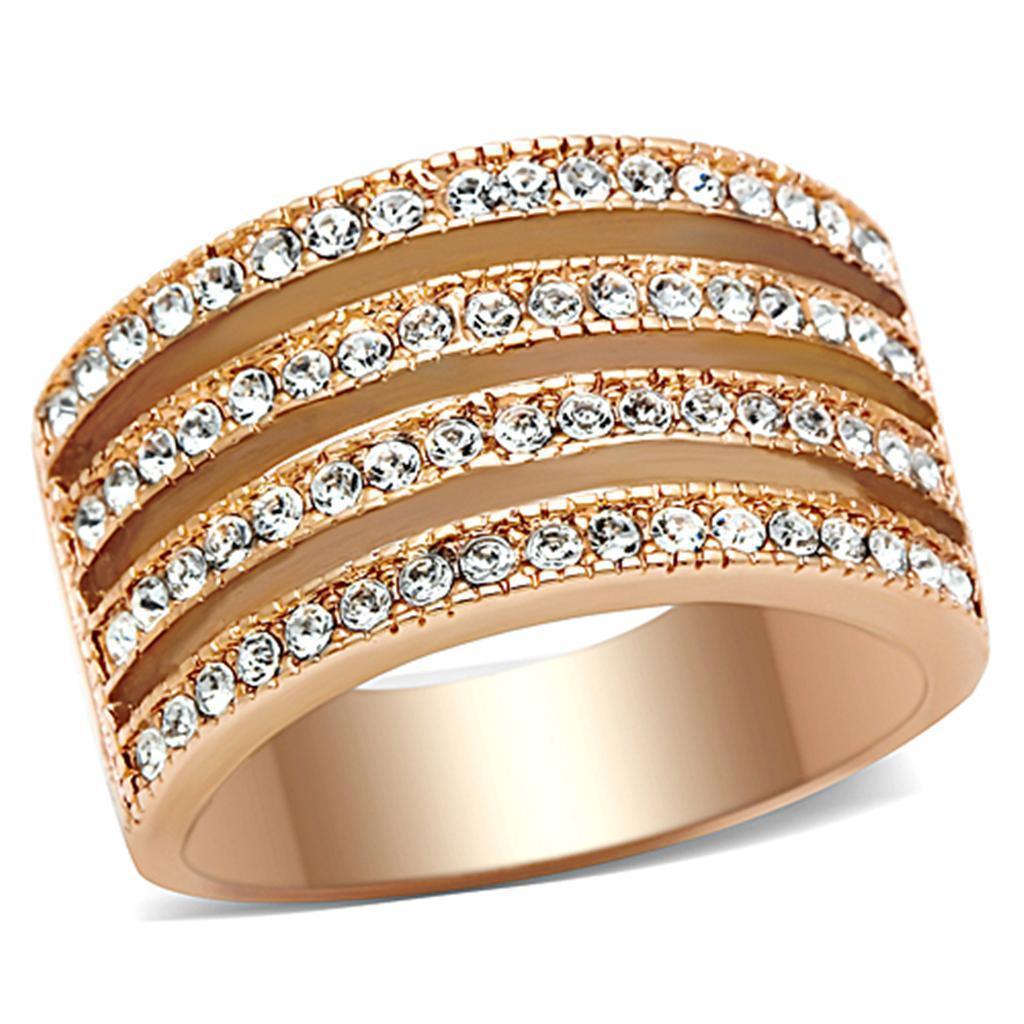 Anillos Para Mujer Color Oro Rojo de 316L Acero Inoxidable con Diamante Zirconia Cubica Bolsena - Jewelry Store by Erik Rayo