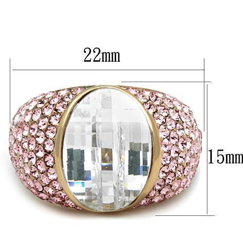Anillos Para Mujer Color Oro Rojo de 316L Acero Inoxidable con Diamante Zirconia Cubica Dorli - Jewelry Store by Erik Rayo