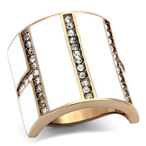 Anillos Para Mujer Color Oro Rojo de 316L Acero Inoxidable con Diamante Zirconia Cubica Ferentino - Jewelry Store by Erik Rayo