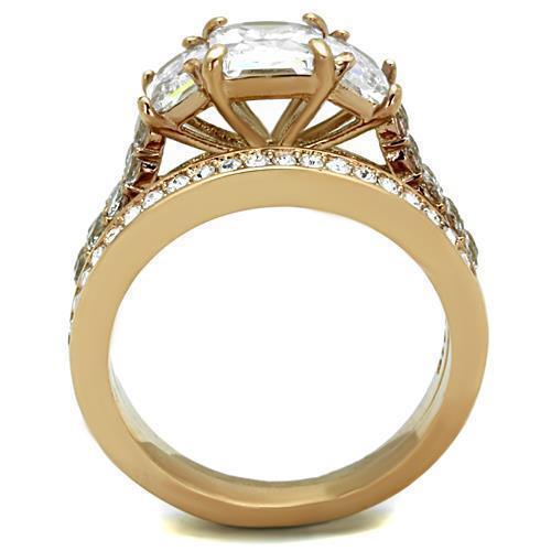Anillos Para Mujer Color Oro Rojo de 316L Acero Inoxidable con Diamante Zirconia Cubica Lugo - Jewelry Store by Erik Rayo