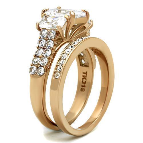 Anillos Para Mujer Color Oro Rojo de 316L Acero Inoxidable con Diamante Zirconia Cubica Lugo - Jewelry Store by Erik Rayo