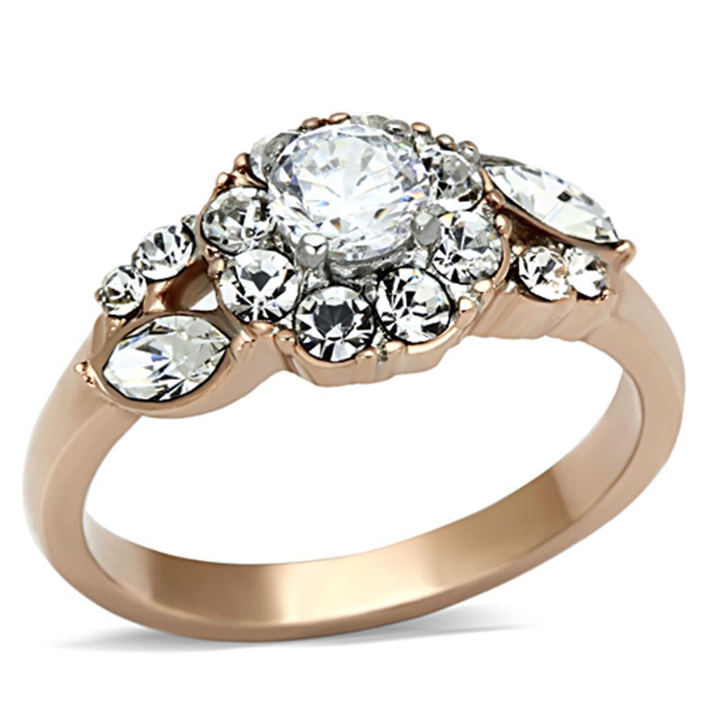 Anillos Para Mujer Color Oro Rojo de 316L Acero Inoxidable con Diamante Zirconia Cubica TK1164 - Jewelry Store by Erik Rayo