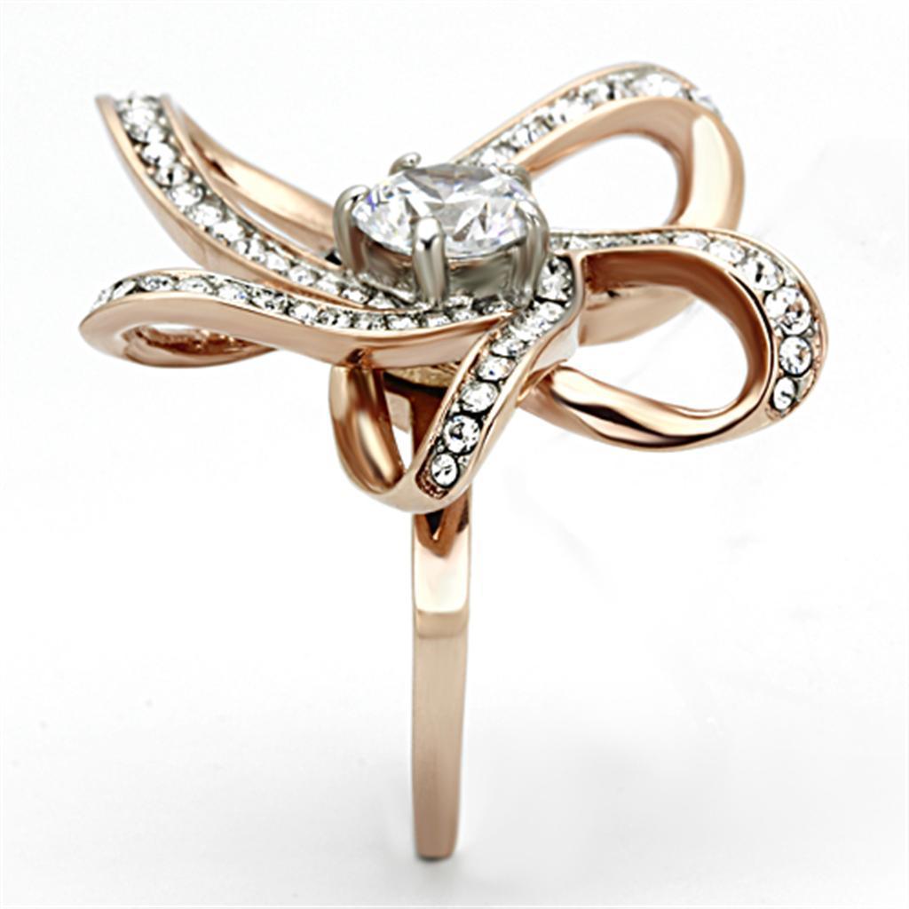 Anillos Para Mujer Color Oro Rojo de 316L Acero Inoxidable con Diamante Zirconia Cubica TK1170 - Jewelry Store by Erik Rayo
