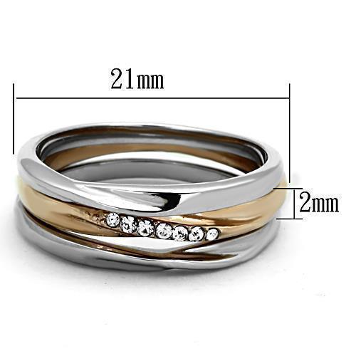 Anillos Para Mujer Color Oro Rojo de 316L Acero Inoxidable con Diamante Zirconia Cubica TK1340 - Jewelry Store by Erik Rayo