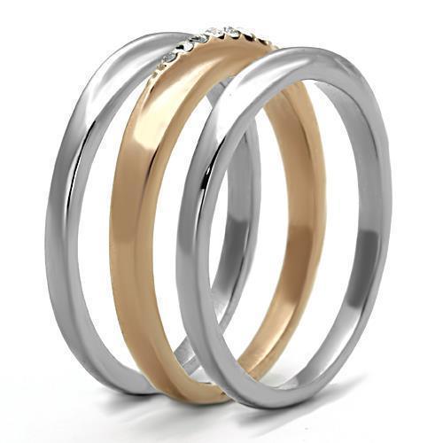 Anillos Para Mujer Color Oro Rojo de 316L Acero Inoxidable con Diamante Zirconia Cubica TK1340 - Jewelry Store by Erik Rayo