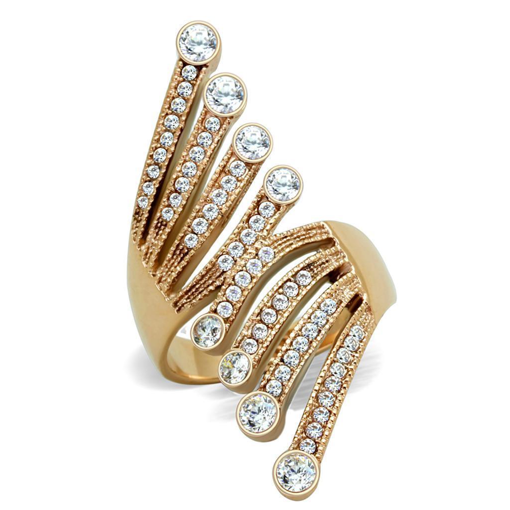 Anillos Para Mujer Color Oro Rojo de 316L Acero Inoxidable con Diamante Zirconia Cubica Trieste - Jewelry Store by Erik Rayo