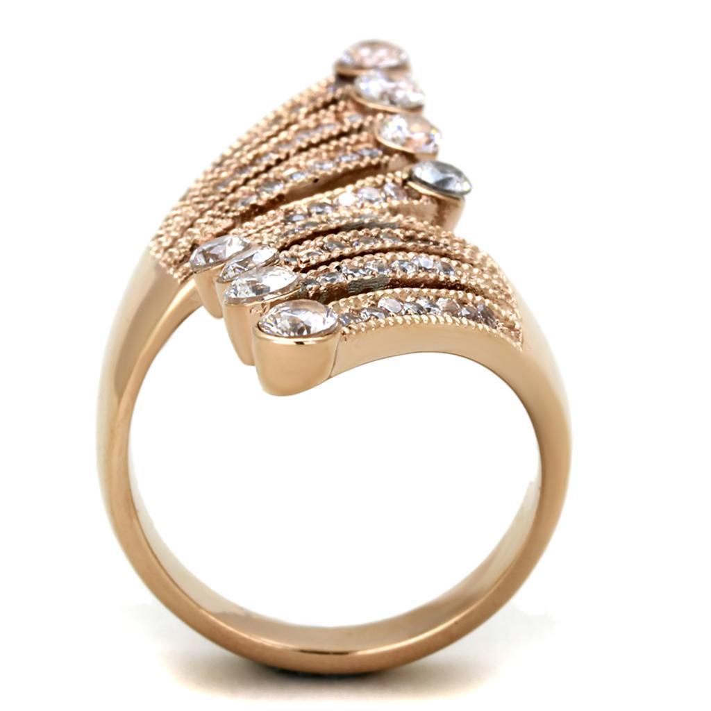 Anillos Para Mujer Color Oro Rojo de 316L Acero Inoxidable con Diamante Zirconia Cubica Trieste - Jewelry Store by Erik Rayo