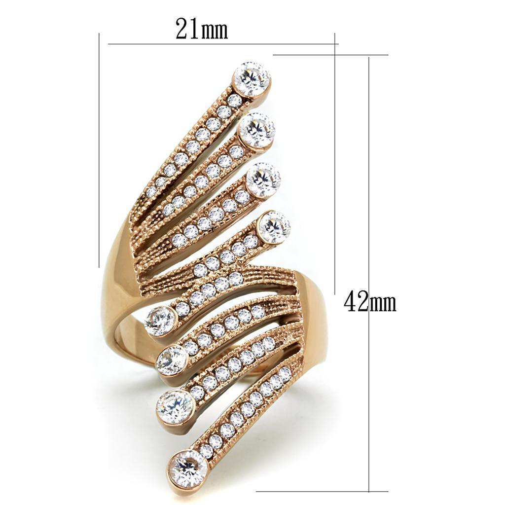 Anillos Para Mujer Color Oro Rojo de 316L Acero Inoxidable con Diamante Zirconia Cubica Trieste - Jewelry Store by Erik Rayo