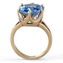 Load image into Gallery viewer, Anillos Para Mujer Color Oro Rojo de 316L Acero Inoxidable con Espinela Sintética en Azul Londres Civita - Jewelry Store by Erik Rayo
