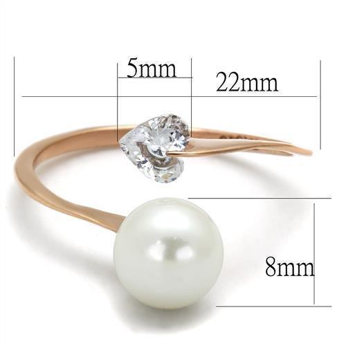 Anillos Para Mujer Color Oro Rojo de 316L Acero Inoxidable con Perla Blanca Sarno - Jewelry Store by Erik Rayo