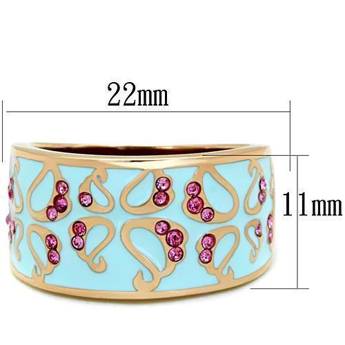 Anillos Para Mujer Color Oro Rojo de 316L Acero Inoxidable con Piedra Crystal Color Rosa Modena - Jewelry Store by Erik Rayo