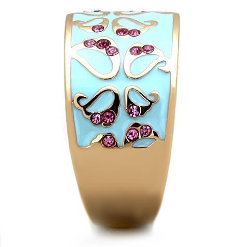 Anillos Para Mujer Color Oro Rojo de 316L Acero Inoxidable con Piedra Crystal Color Rosa Modena - Jewelry Store by Erik Rayo