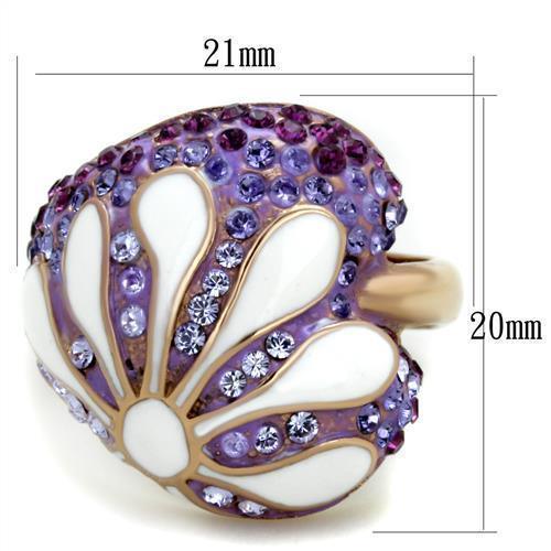 Anillos Para Mujer Color Oro Rojo de 316L Acero Inoxidable con Piedra Crystal en Multicolor Portici - Jewelry Store by Erik Rayo