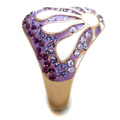 Anillos Para Mujer Color Oro Rojo de 316L Acero Inoxidable con Piedra Crystal en Multicolor Portici - Jewelry Store by Erik Rayo