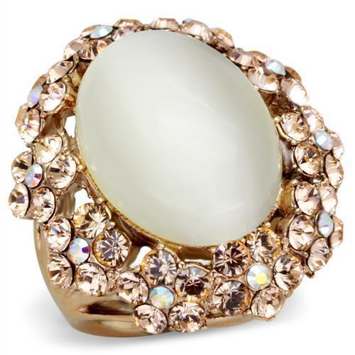 Anillos Para Mujer Color Oro Rojo de 316L Acero Inoxidable Ojo de Gato in White Nola - Jewelry Store by Erik Rayo