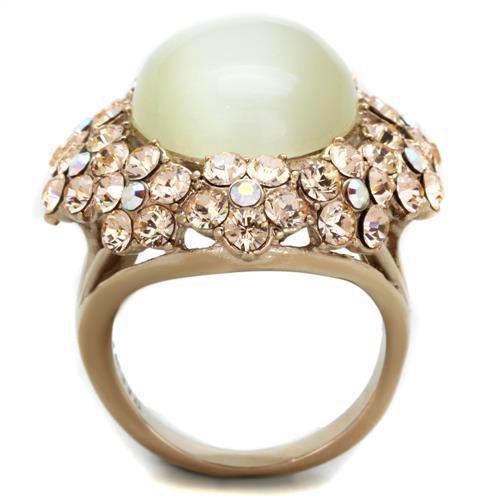 Anillos Para Mujer Color Oro Rojo de 316L Acero Inoxidable Ojo de Gato in White Nola - Jewelry Store by Erik Rayo