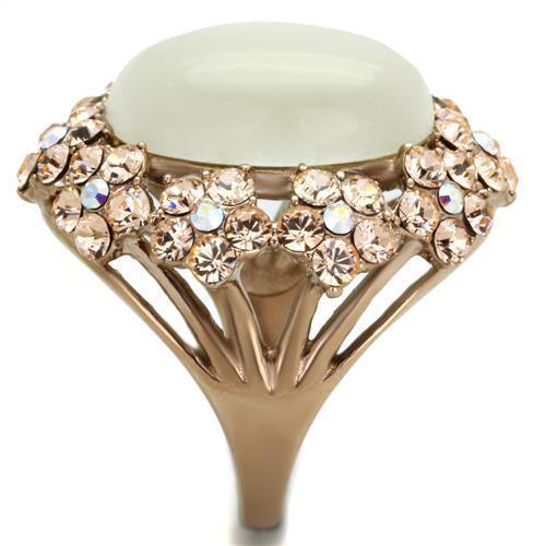 Anillos Para Mujer Color Oro Rojo de 316L Acero Inoxidable Ojo de Gato in White Nola - Jewelry Store by Erik Rayo