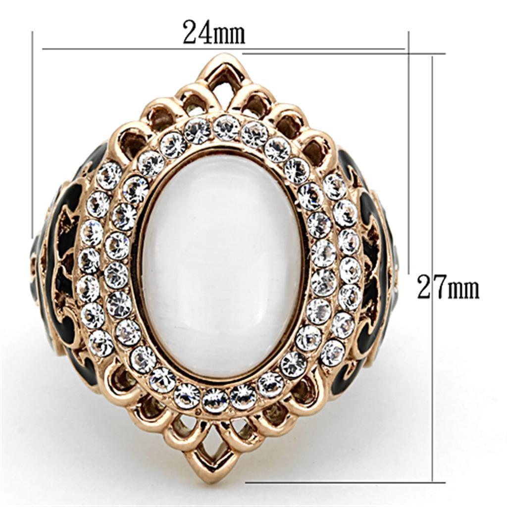 Anillos Para Mujer Color Oro Rojo de 316L Acero Inoxidable Ojo de Gato in White Rieti - Jewelry Store by Erik Rayo
