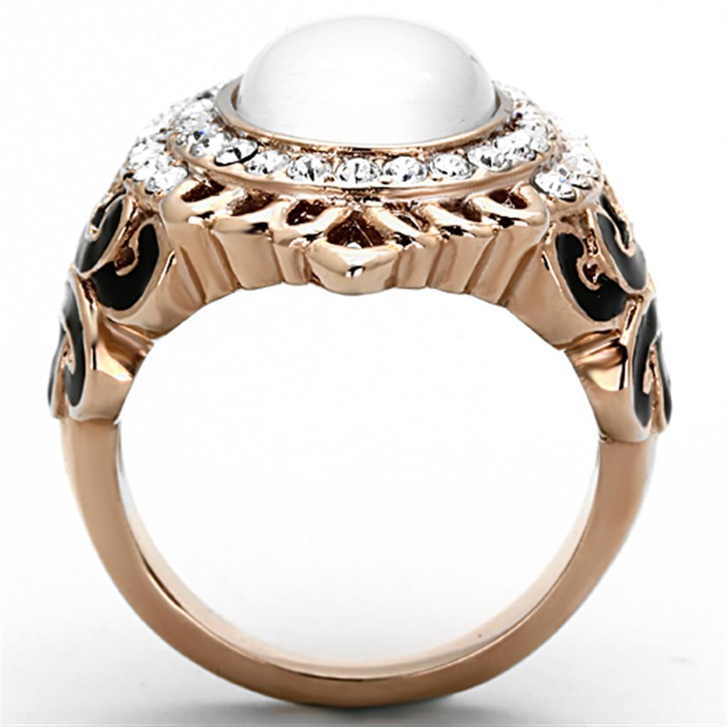 Anillos Para Mujer Color Oro Rojo de 316L Acero Inoxidable Ojo de Gato in White Rieti - Jewelry Store by Erik Rayo