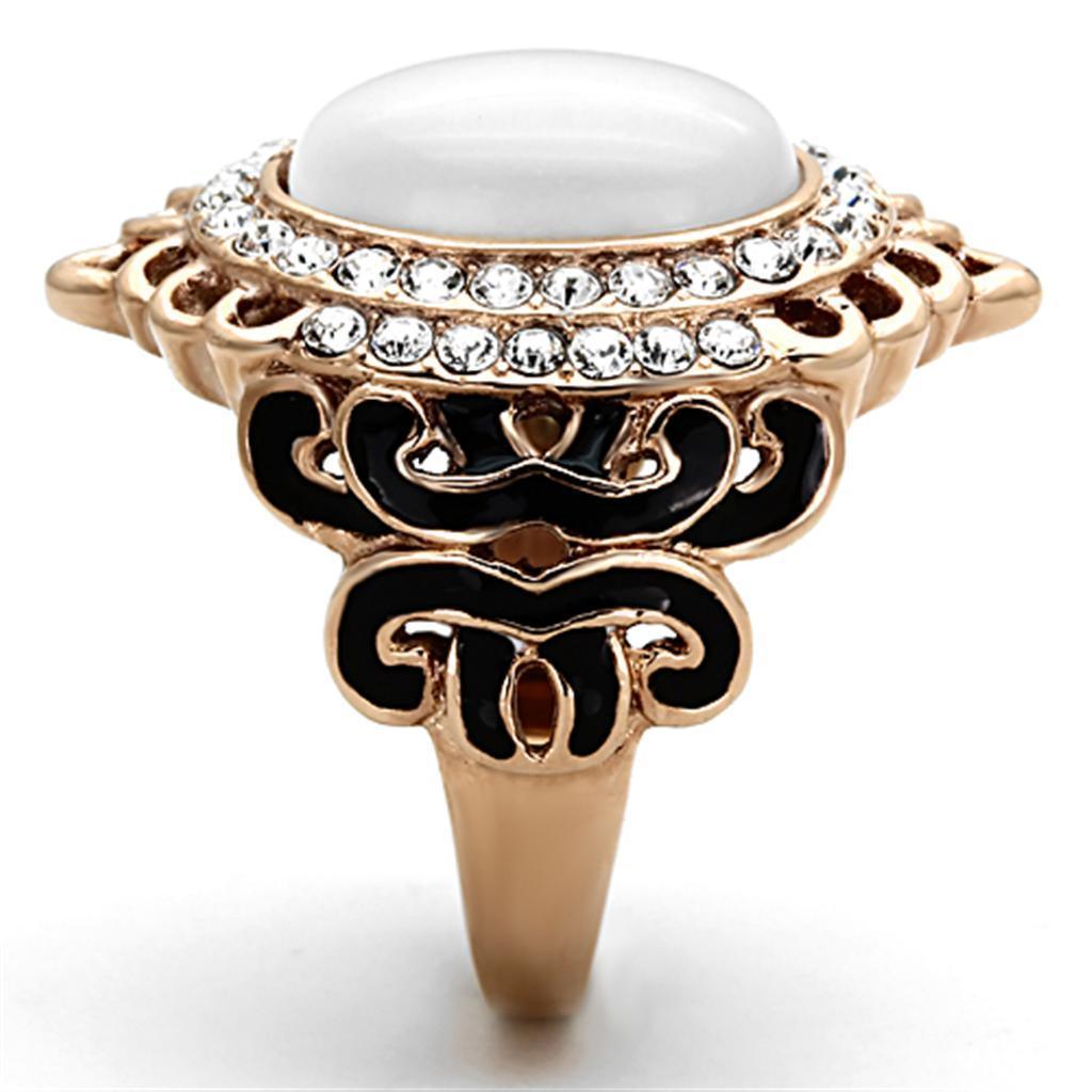 Anillos Para Mujer Color Oro Rojo de 316L Acero Inoxidable Ojo de Gato in White Rieti - Jewelry Store by Erik Rayo