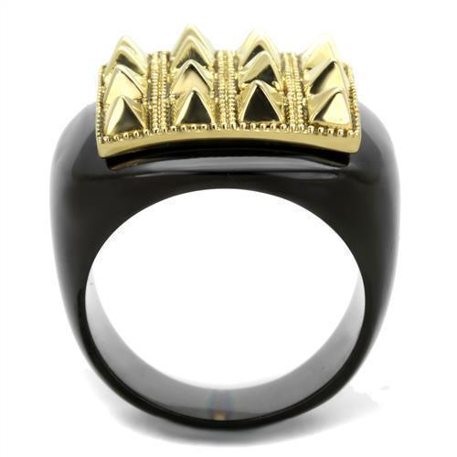 Anillos Para Mujer Color Oro y Negro de 316L Acero Inoxidable Sin Piedra Fiesole - Jewelry Store by Erik Rayo