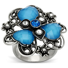 Load image into Gallery viewer, Anillos Para Mujer Color Plata de 316L Acero Inoxidable Color Azul Mar TK1149 - Jewelry Store by Erik Rayo

