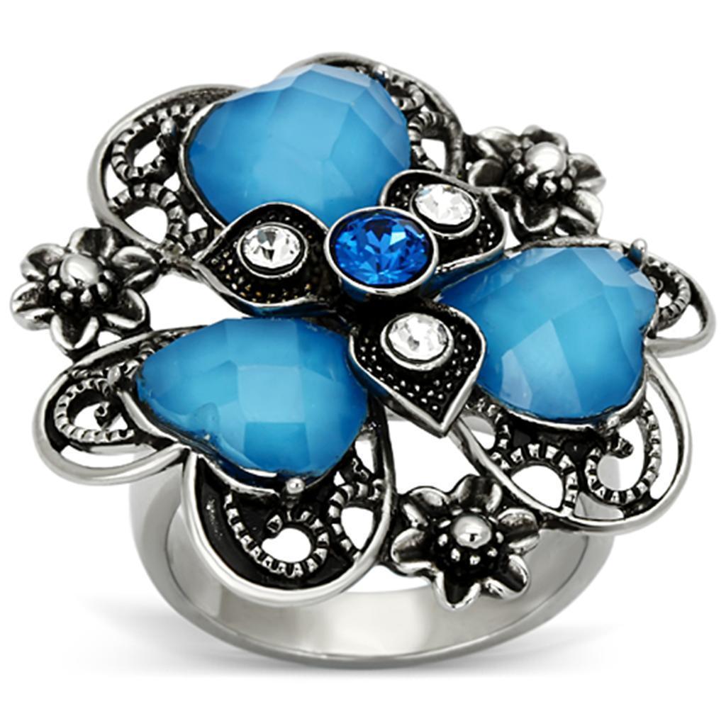 Anillos Para Mujer Color Plata de 316L Acero Inoxidable Color Azul Mar TK1149 - Jewelry Store by Erik Rayo