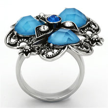 Load image into Gallery viewer, Anillos Para Mujer Color Plata de 316L Acero Inoxidable Color Azul Mar TK1149 - Jewelry Store by Erik Rayo
