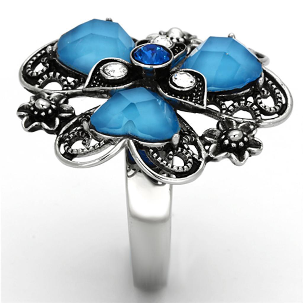 Anillos Para Mujer Color Plata de 316L Acero Inoxidable Color Azul Mar TK1149 - Jewelry Store by Erik Rayo
